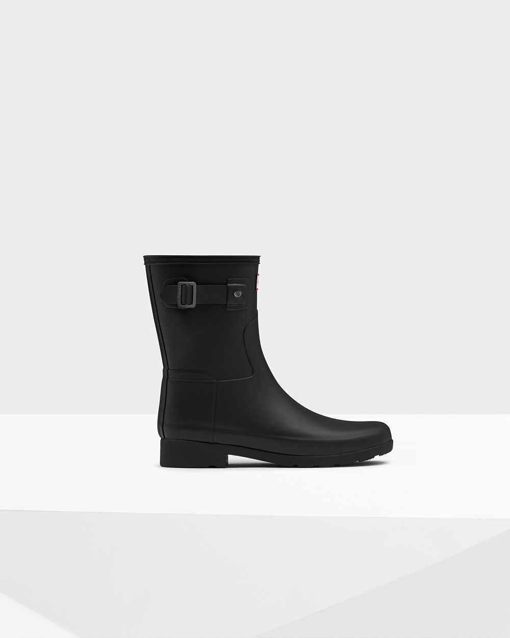 Hunter Refined Slim Fit Short Mid-Calf Women's Rain Boots NZ-53794E Black